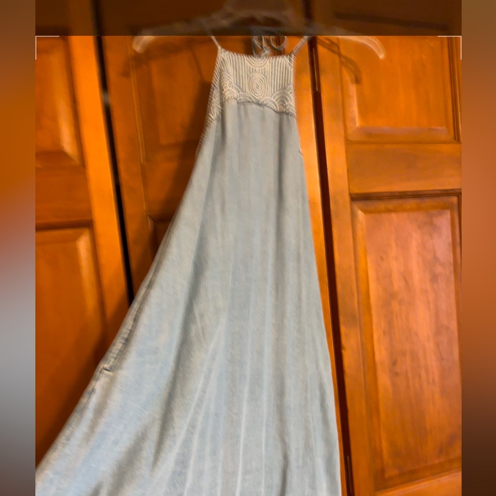 Halter Dress with Trapunto Embroidered Top